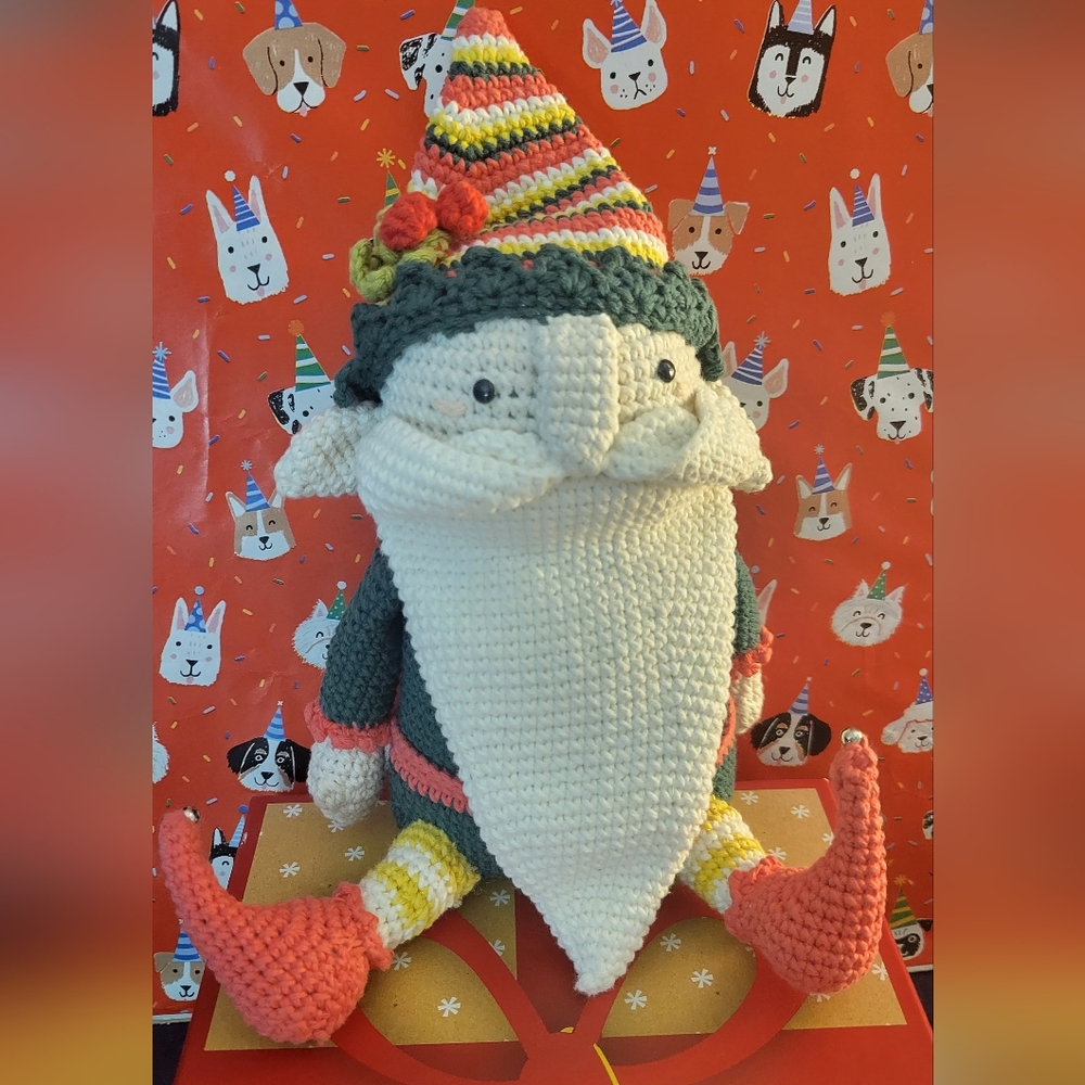 Crochet Elf Doll with Striped Hat